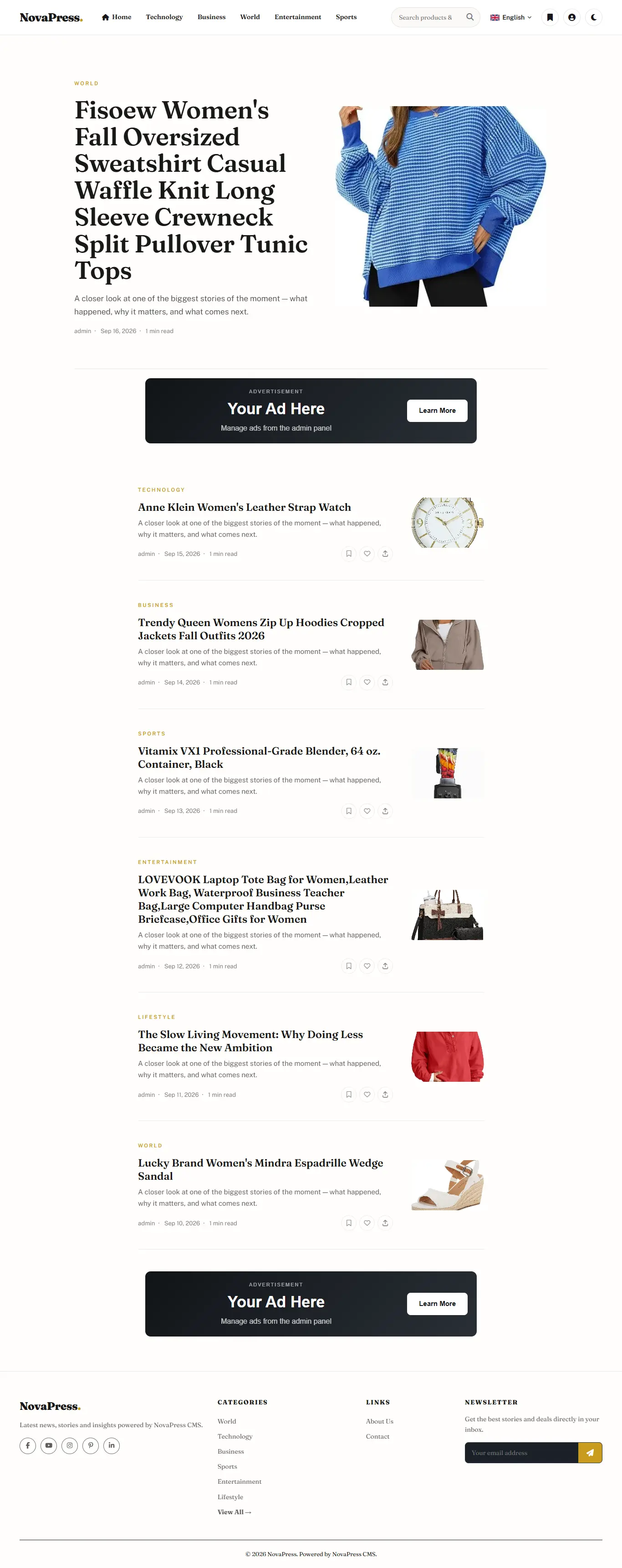 Minimal Clean Blog Theme Demo Screenshot